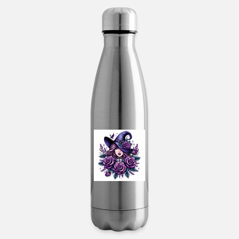Hexe mit violett Rosen - Isolierflasche - Lightsilver