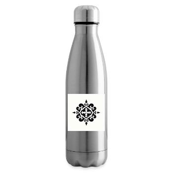 Élégant motif ornemental noir - Bouteille isotherme - argent clair - Droite