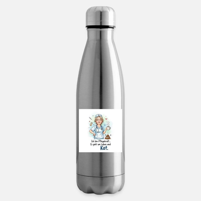 Pflegekraft Humorisches Design mit Kaffee - Isolierflasche - Lightsilver