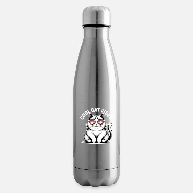 Buddy Cat mit Wave Schwimmbrille - Isolierflasche - Lightsilver