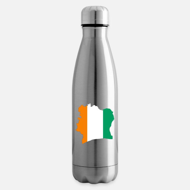 Stylized tricolor ivory coast map - Insulated Water Bottle - silver