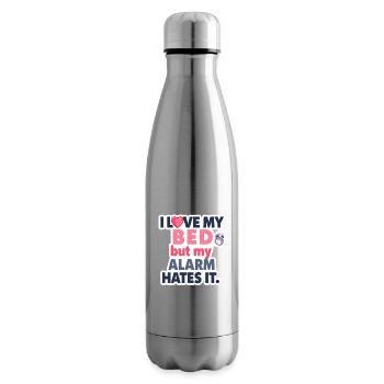 J’aime mon lit, mais mon réveil le déteste ⏰💤 - Bouteille isotherme - argent clair - Droite