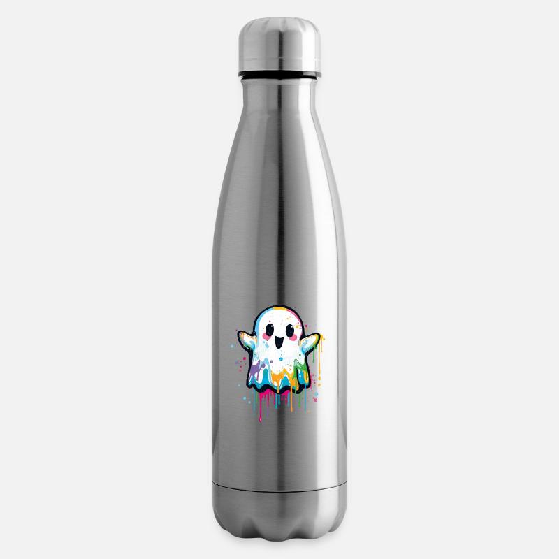 Fantôme graffiti coloré – Mignon et style Halloween - Bouteille isotherme - argent clair