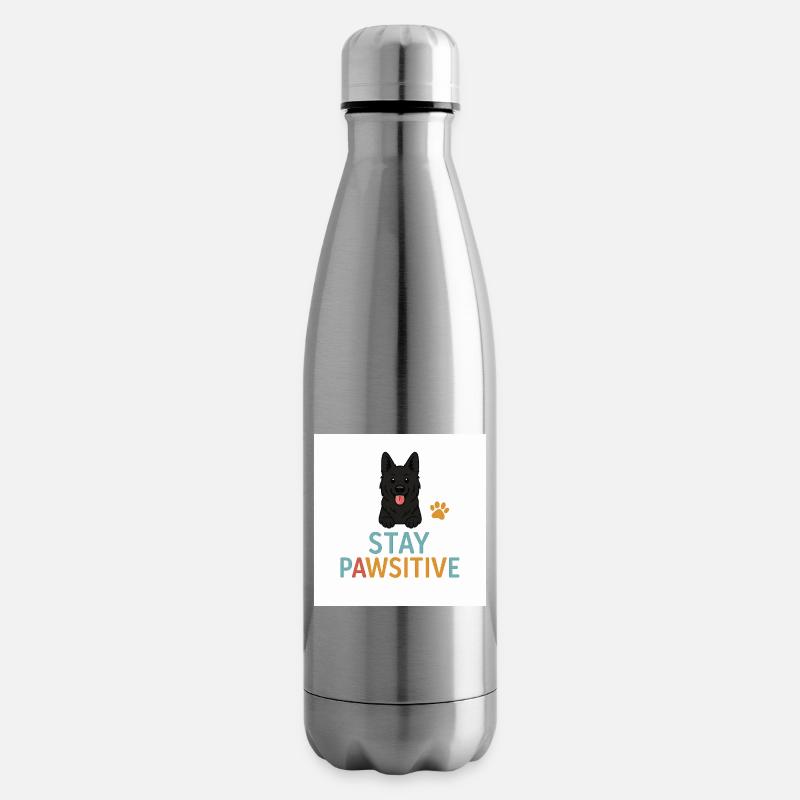 Stay Pawitive Hundemotiv - Isolierflasche - Lightsilver