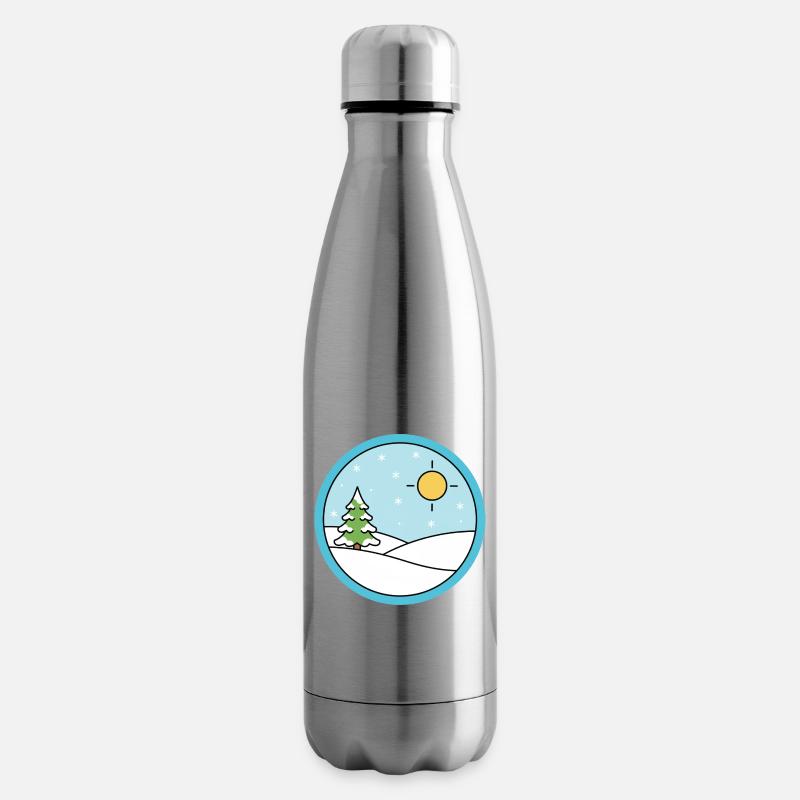 Winterlandschaft mit Schnee und Sonne - Isolierflasche - Lightsilver