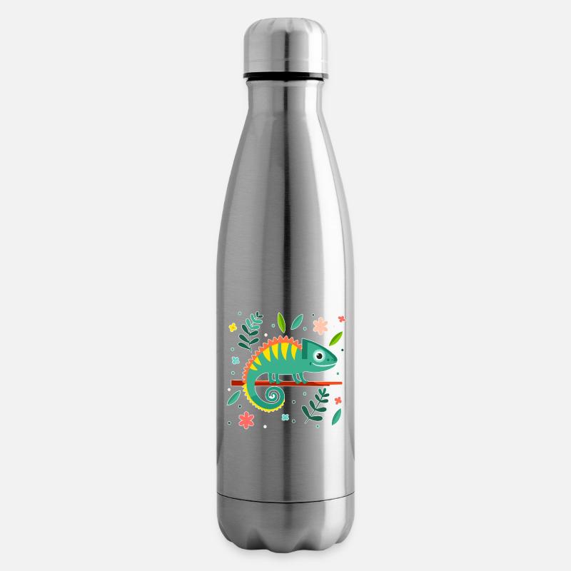 Chamäleon (Einfach und Blätter) - Isolierflasche - Lightsilver