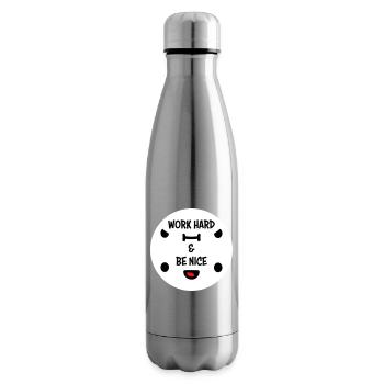 Work Hard Be Nice Motivation Positive Spirit Quote - Insulated Water Bottle - silver - Right
