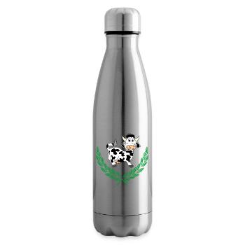 Niedliche Kuh im grünen Lorbeerkranz - Isolierflasche - Lightsilver - Rechts