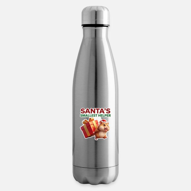Santa's Smallest Helper Hamster - Insulated Water Bottle - silver