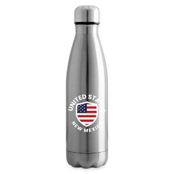American flag emblem in shield New Mexico - Insulated Water Bottle - silver - Right