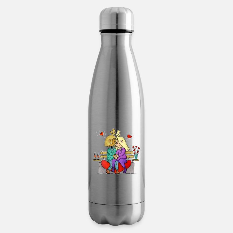 Rona et Ryan - Saint-Valentin / - Bouteille isotherme - argent clair