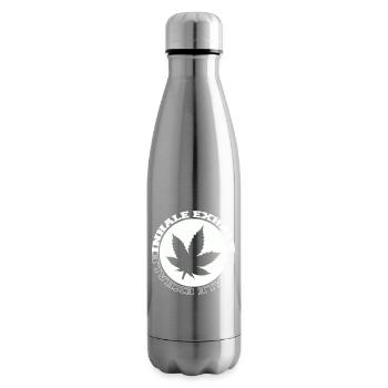 Cannabis Leaf Round Logo - Insulated Water Bottle - silver - Right