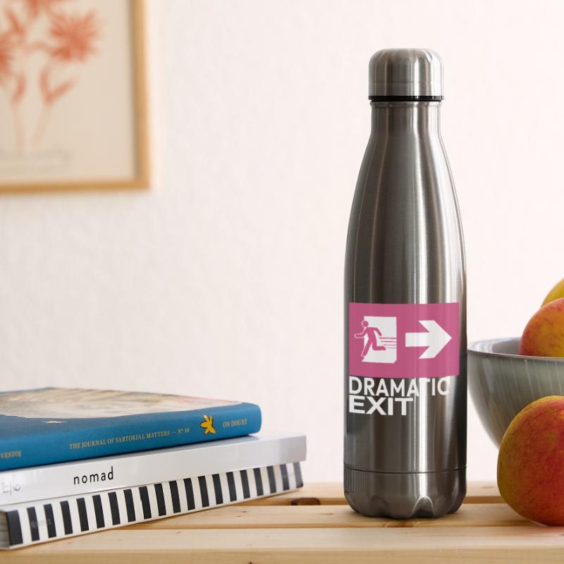 Dramatic Exit Funny Statement Minimal Graphic Insulated Water Bottle
