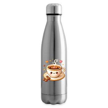 Tasse de café mignonne avec illustration de visage - Bouteille isotherme - argent clair - Droite