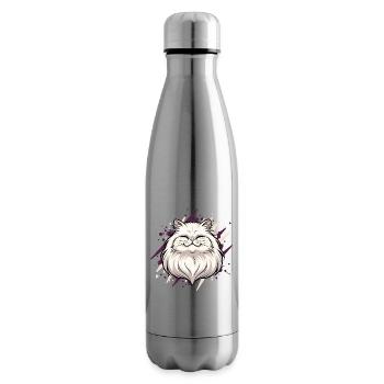 Fröhlicher Katzenkopf mit Farbklecks - Isolierflasche - Lightsilver - Rechts