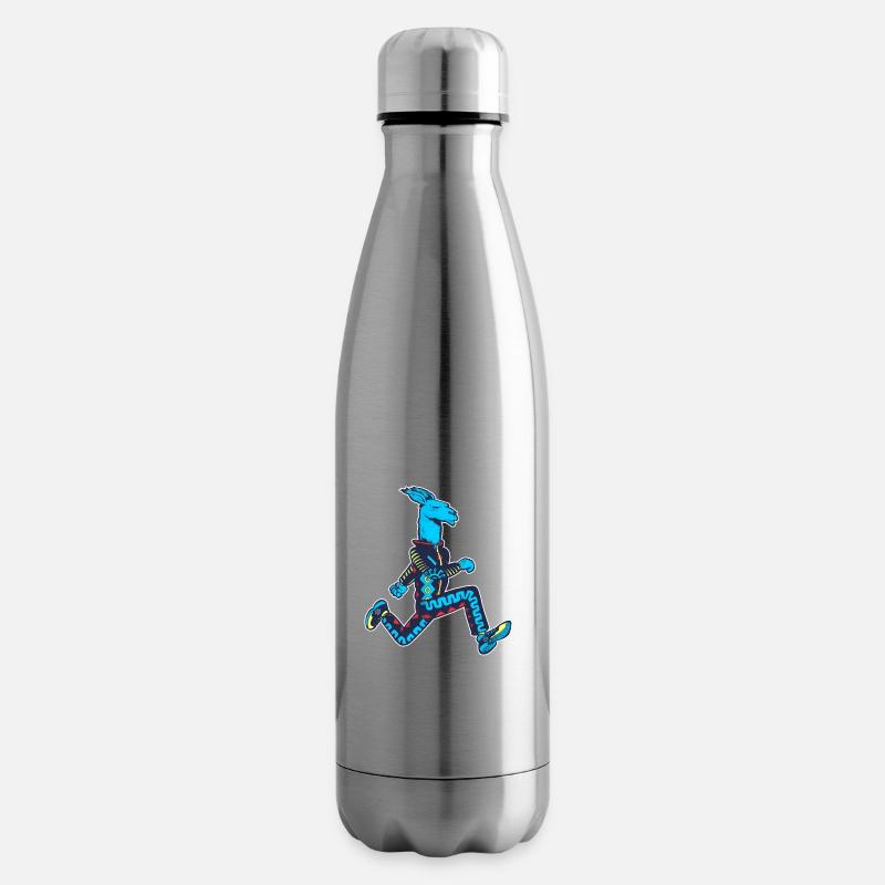 Blue Llama runner - Insulated Water Bottle - silver
