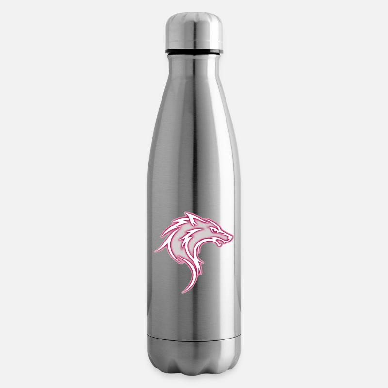 Aggressiver, rosafarbener, stilisierter Stammeswolf - Isolierflasche - Lightsilver