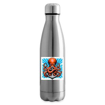 Octopus embraces an Anchor - Insulated Water Bottle - silver - Right