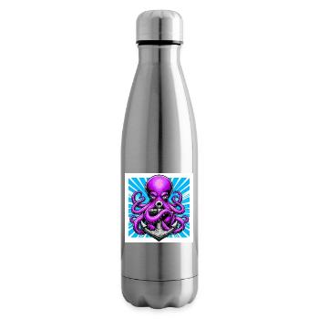 Octopus embraces an Anchor - Insulated Water Bottle - silver - Right