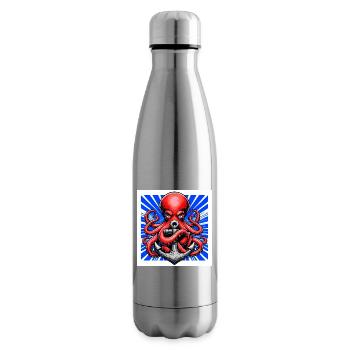 Octopus embraces an Anchor - Insulated Water Bottle - silver - Right