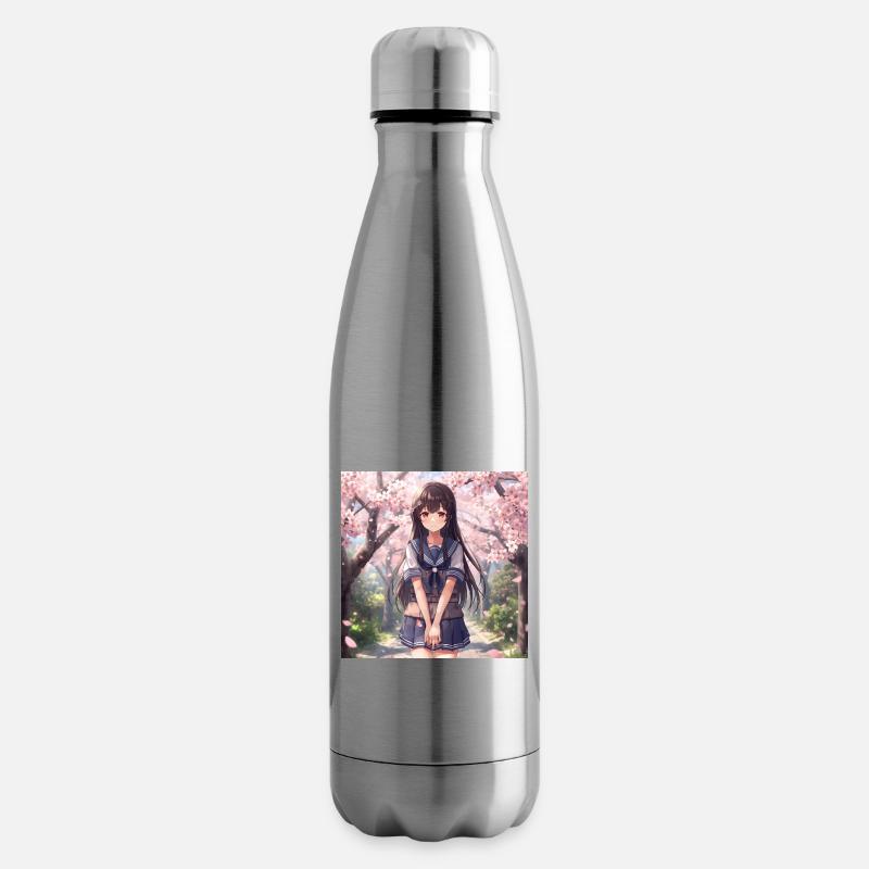 Kirschblüten Schulmädchen - Isolierflasche - Lightsilver