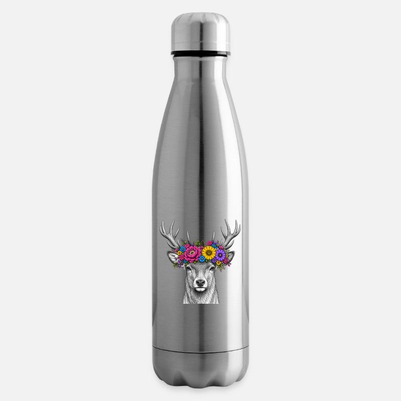 Blumenkranz Hirsch Portrait - Isolierflasche - Lightsilver