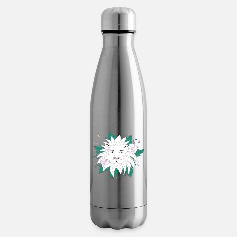 Lion botanique - Bouteille isotherme - argent clair