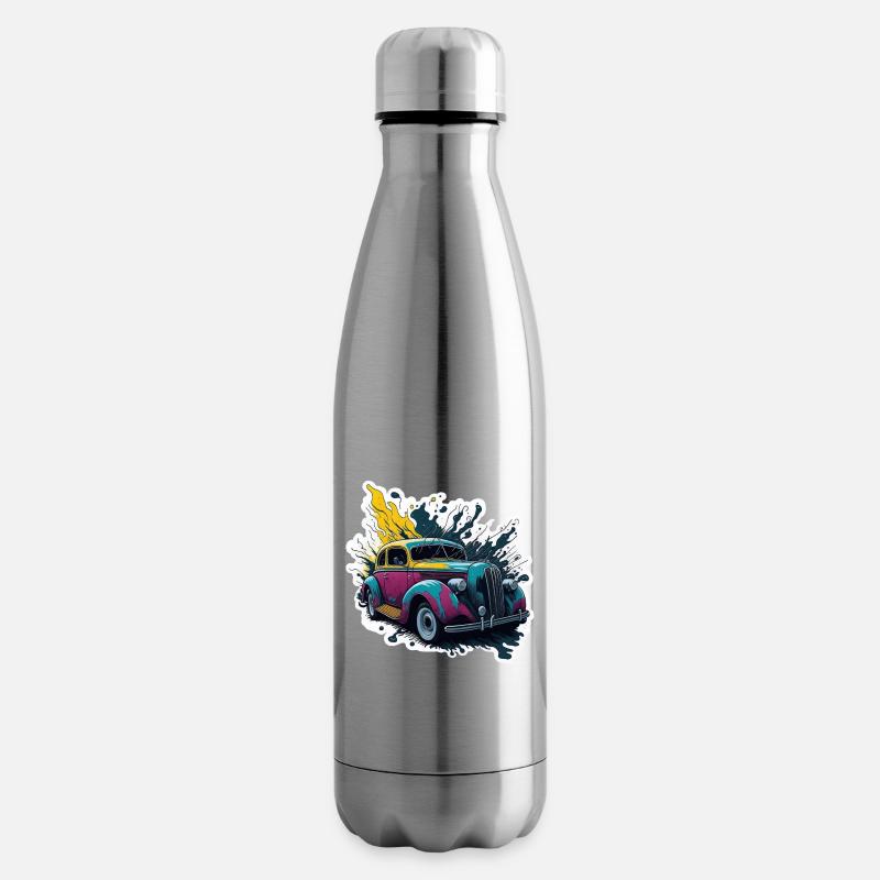 Farbiger Oldtimer Spritzer - Isolierflasche - Lightsilver