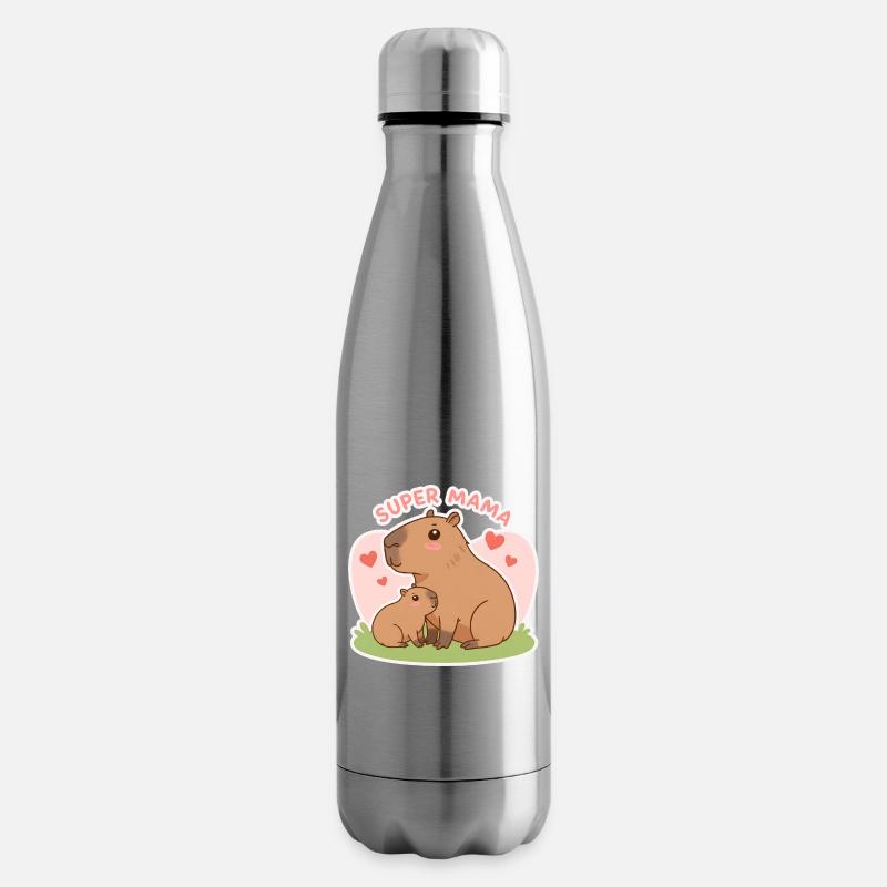 Super-Mama Capybara - Isolierflasche - Lightsilver