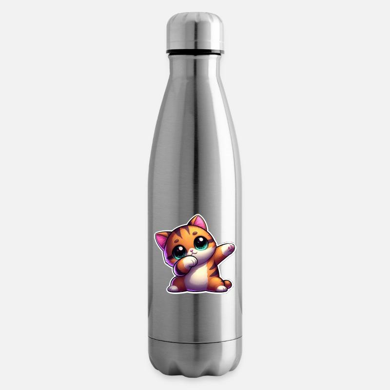 Chaton mignon aux grands yeux expressifs - Bouteille isotherme - argent clair