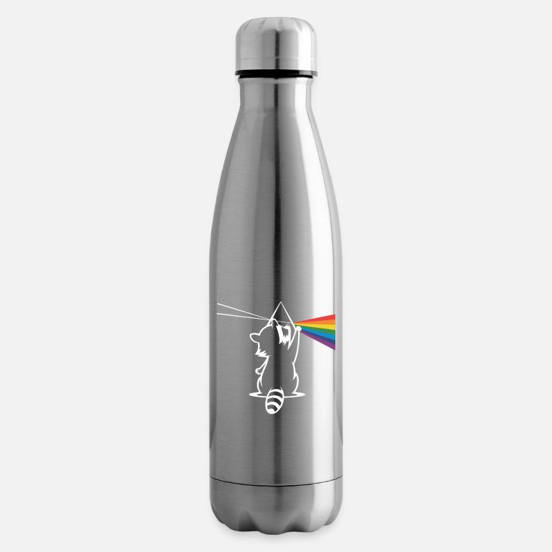 Waschbär Mit Prisma Und Regenbogen Spektrum - Isolierflasche - Lightsilver