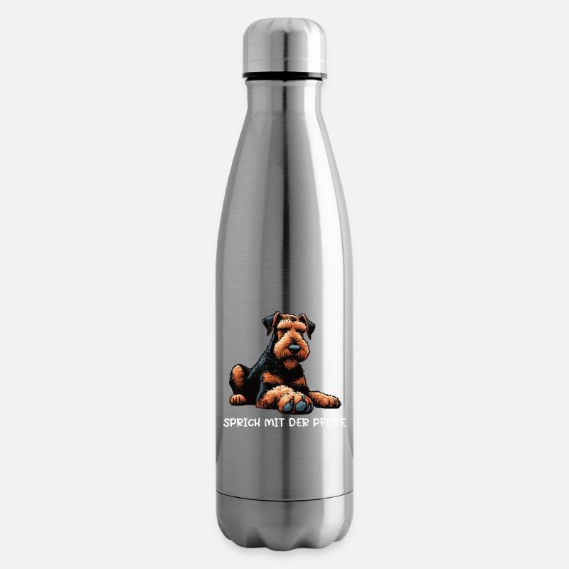 Sprich mit der Pfote Airedale Terrier Airedales  - Isolierflasche - Lightsilver