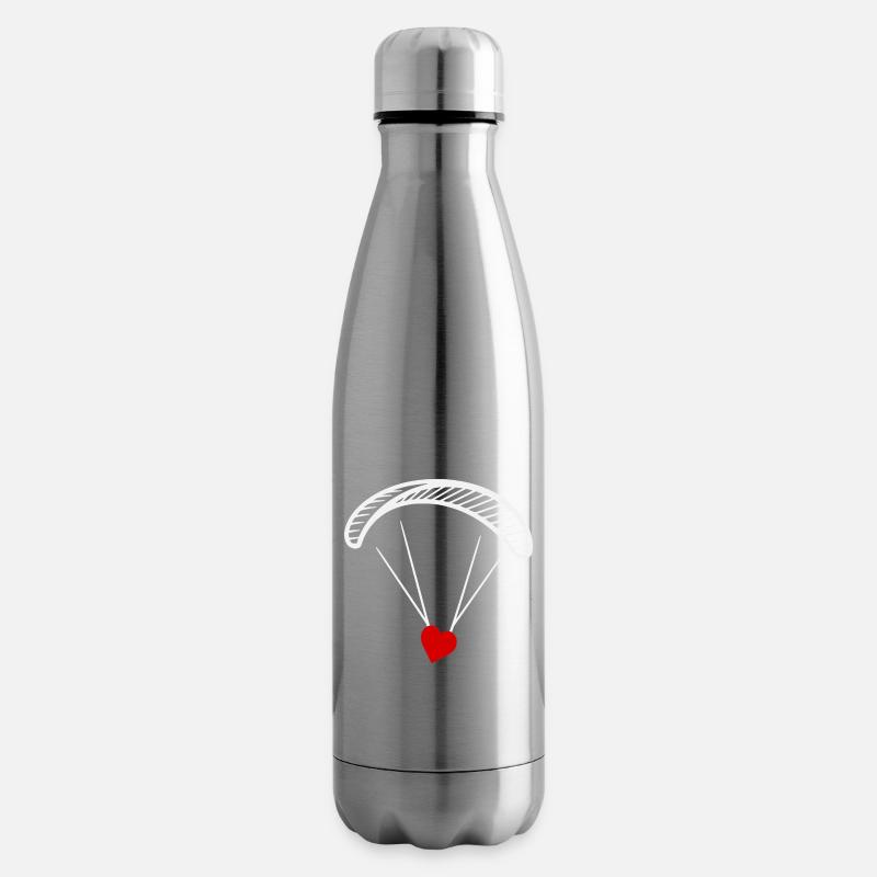 Paragleiter - Gleitschirm mit Herz - Valentinstag  - Isolierflasche - Lightsilver