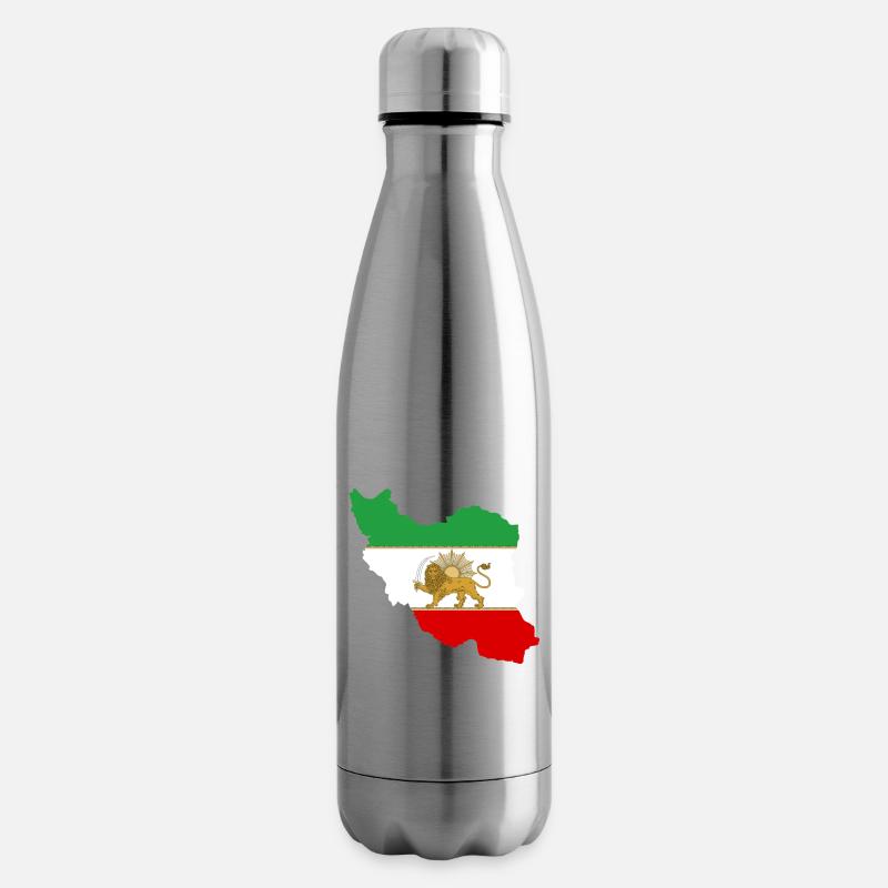 Drapeau iran Lion et Soleil - شیر خورشید پرچم - Bouteille isotherme - argent clair