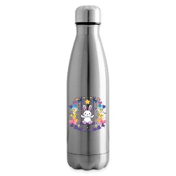 Fröhliches Bunny-Schaukel-Design - Isolierflasche - Lightsilver - Rechts