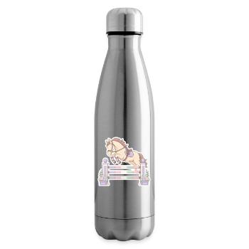 Pastellpferd beim Hindernis-Sprung - Isolierflasche - Lightsilver - Rechts
