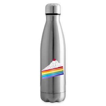 Morceau de gâteau arc-en-ciel à la crème et à la cerise - Bouteille isotherme - argent clair - Droite