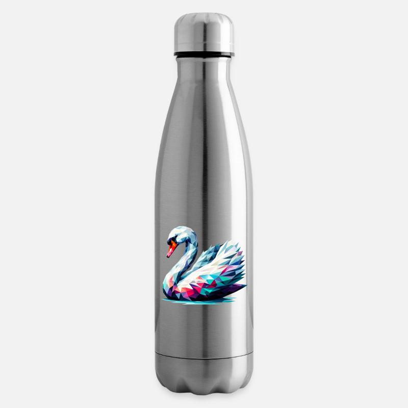 Polygonaler Schwan - Isolierflasche - Lightsilver