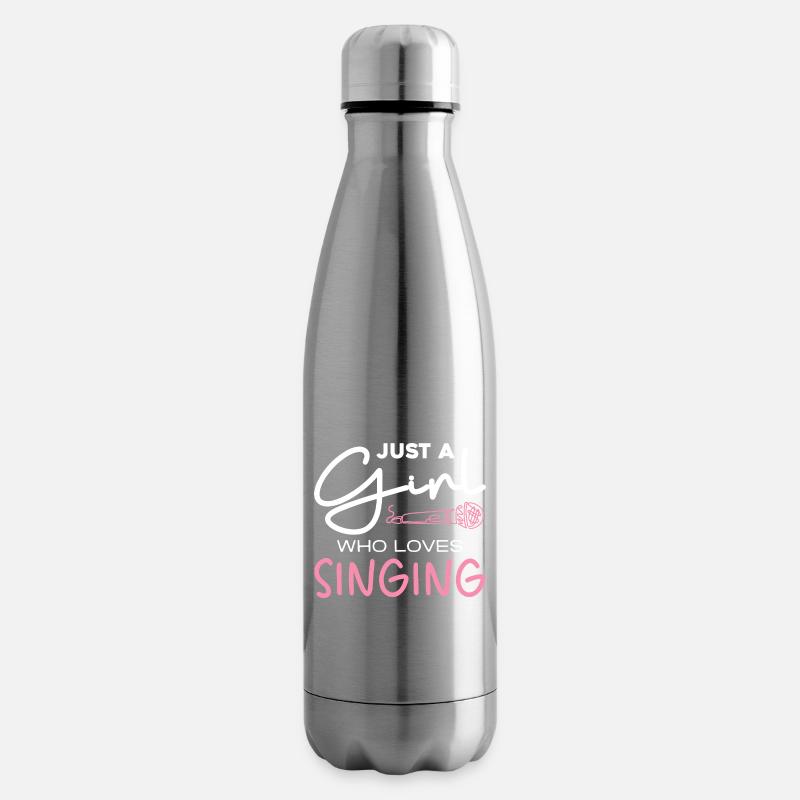 Mädchen liebt Singen – Mikrofon Motiv - Isolierflasche - Lightsilver