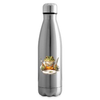 Cuisinier grenouille avec fourchette et couteau - Bouteille isotherme - argent clair - Droite