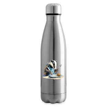 Blaireau à table avec un escargot - Bouteille isotherme - argent clair - Droite