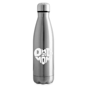 Dog mom heart with dog logo - Insulated Water Bottle - silver - Right