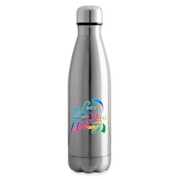 Love Is Never Wrong LGBTQ Pride Quote Design - Insulated Water Bottle - silver - Right