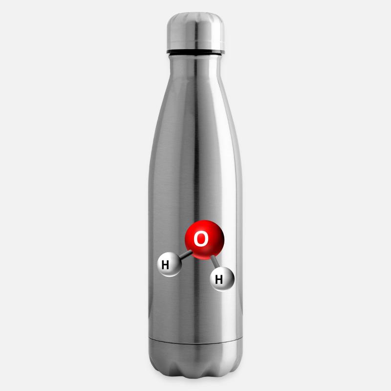 Water Molecule Graphic - Insulated Water Bottle - silver