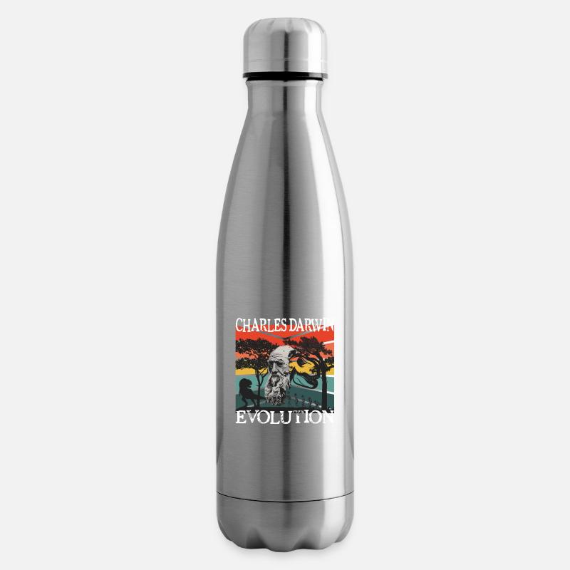Charles Darwin Evolution textile gift idea - Insulated Water Bottle - silver