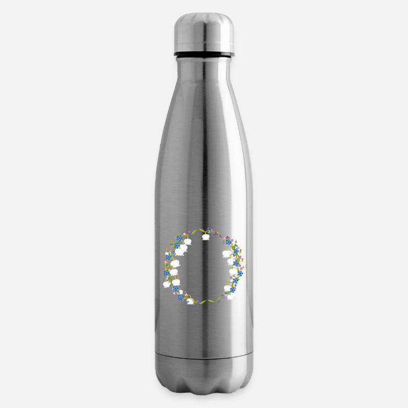 Couronne de muguet, lilas & forget-me-not - Bouteille isotherme - argent clair