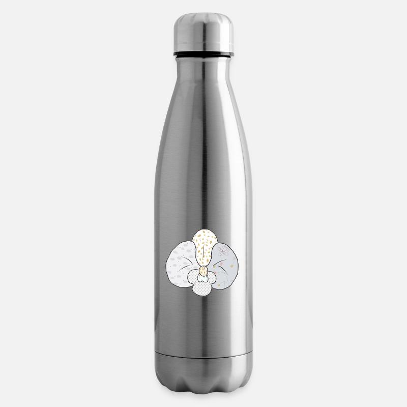 Weisse_Musterorchidee - Insulated Water Bottle - silver