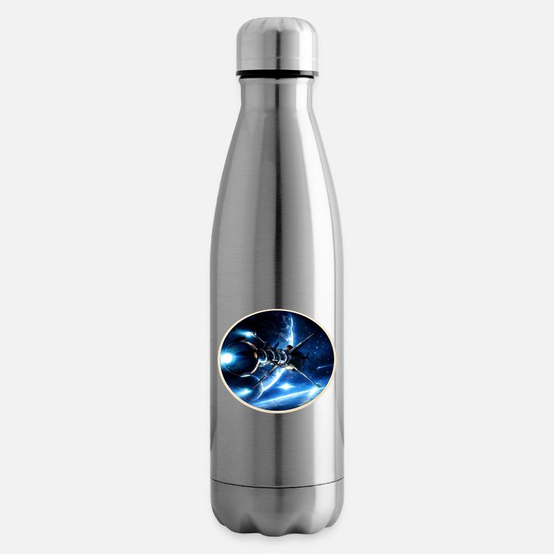 La Comète - Emblème spatial rétro – Vaisseau 8-Bit - Bouteille isotherme - argent clair