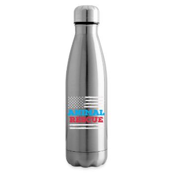 American Flag Animal Rescue Volunteer Shelter - Insulated Water Bottle - silver - Right