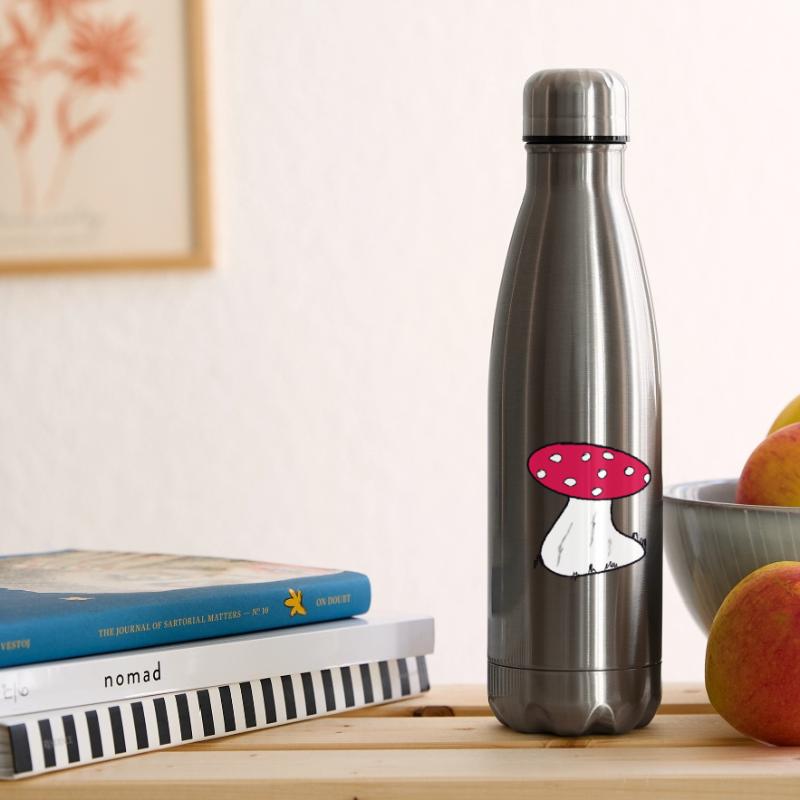 Red Toadstool Cartoon Pattern Insulated Water Bottle